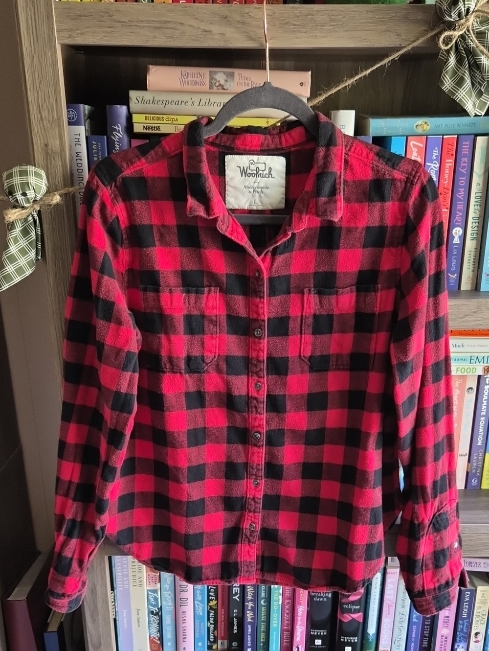 Abercrombie X Woolroch Red and Black Buffalo Plaid Button-Down Shirt